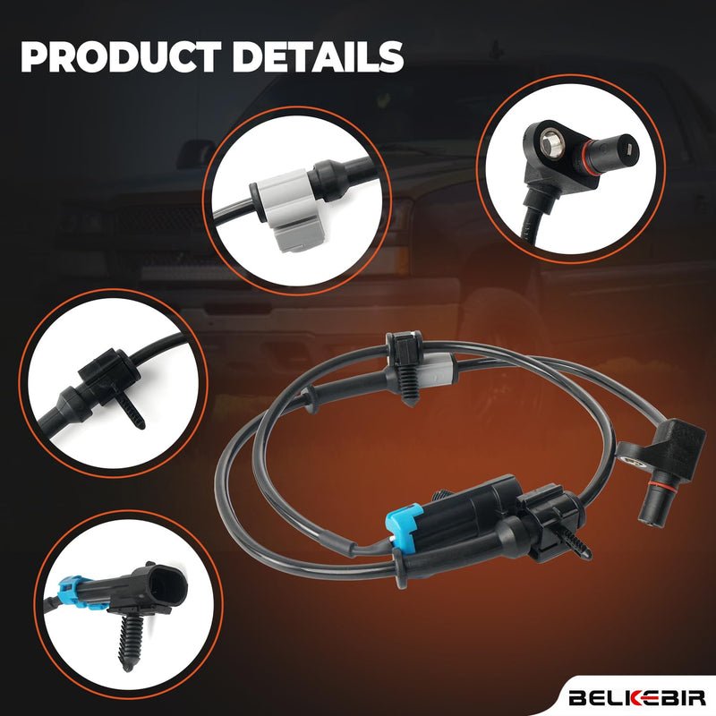 Front ABS Wheel Speed Sensor Left & Right Compatible with Chevy Avalanche Express Silverado Suburban Tahoe, GMC Savana Sierra Yukon XL, Cadillac Escalade Replace ALS482, 15991986, 15037208, 19181873
