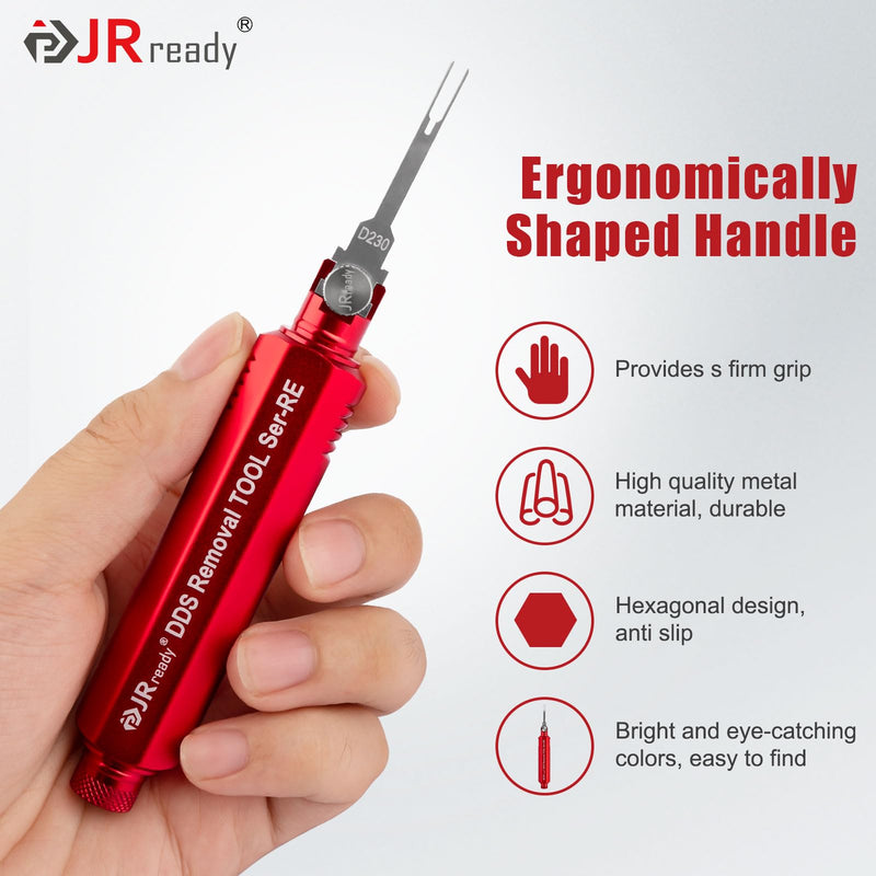 JRready ST5354 Pin Removal Tool Automotive Terminal Removal Tool Kit - for Tyco Micro Timer, JPT, MQS, MCON 1.2, Sumitomo, Yazaki Kaizen 0.64, Amp, Molex Pin Extractor, Includes 8Pcs Replacement Tips 8 IN 1 KIT