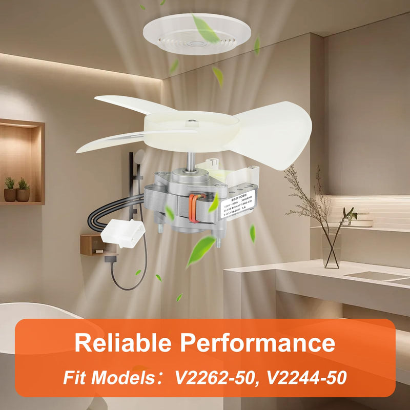 BCD-0388 Ceiling Exhaust Fan Motor and Blade Combo – Quiet 1.0 Sones, 50 CFM High Airflow Replacement for Mobile Home Bathroom Exhaust Fan – Compatible with V2262-50, V2244-50, V2245-50 Models