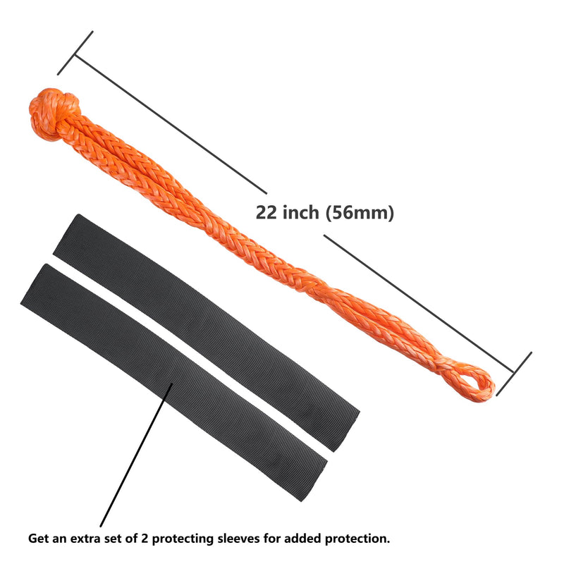 Ucreative 2Pcs Synthetic Soft Shackle 1/2 Inch x 22 Inch (56,000lbs Breaking Strength) with Extra Sleeves (Orange) Orange