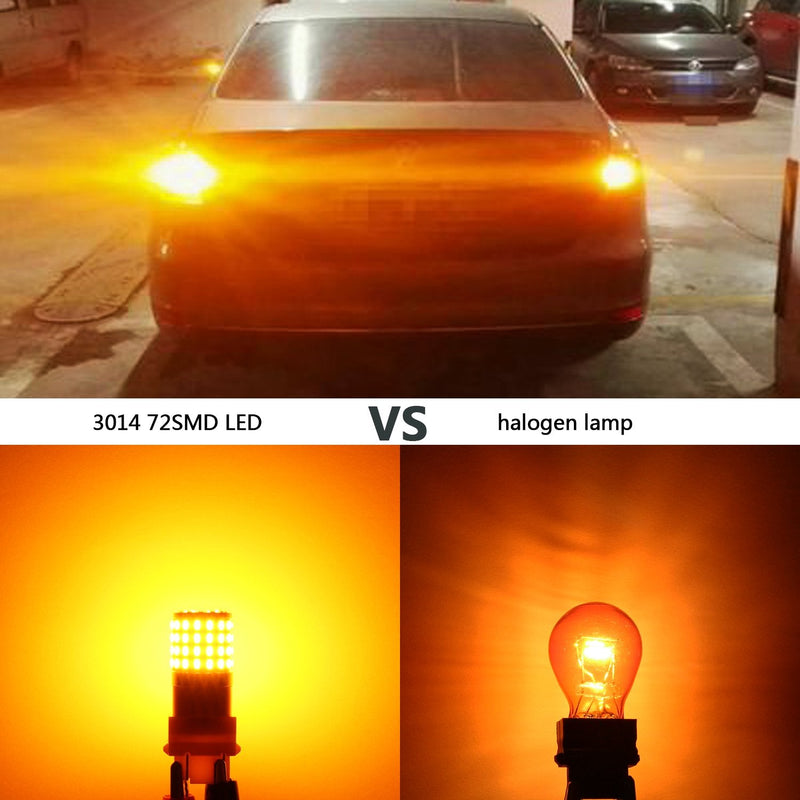 PHINLION 3157 LED Bulb Amber Yellow, Super Bright 3156 4157 3757 3457A LED Blinker Bulbs for Rear Front Turn Signal Parking DRL Side Marker Lights, Non-polarity, Pack of 2