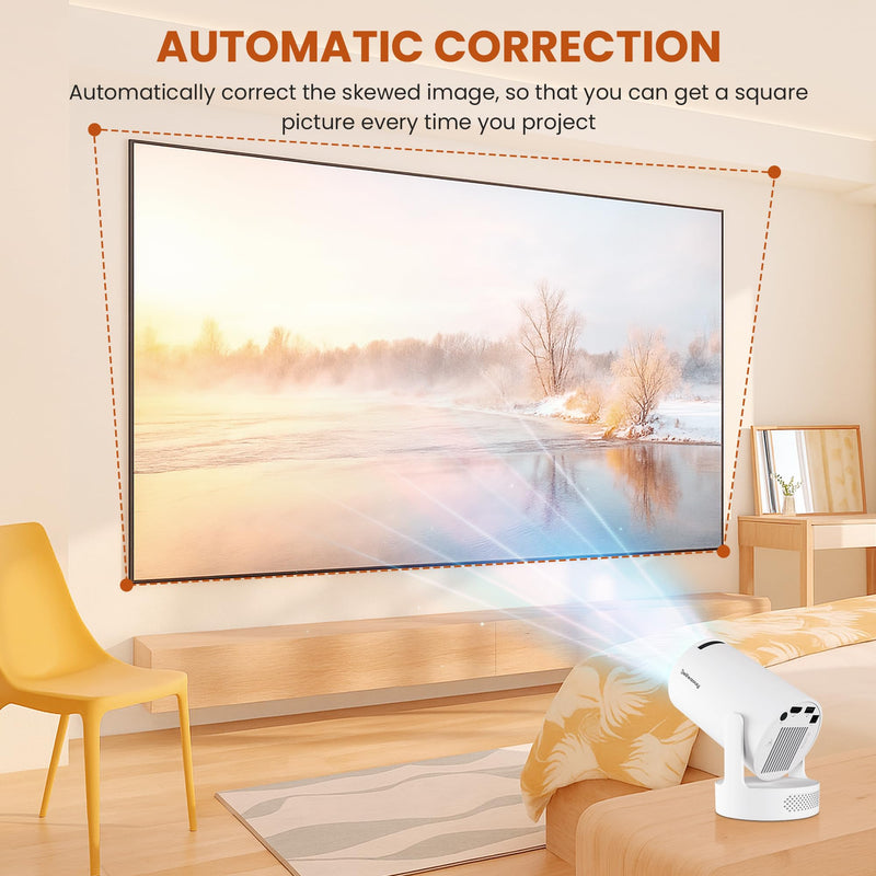 Mini Projector - Manual Focus, Smart Portable Projector for Bedroom & Home Cinema with 4K Support, 170 ANSI Lumens, Auto Keystone, Netflix Certified, Android 11, Voice Control, Air Mouse Remote Manual Focus - HY300Ultra