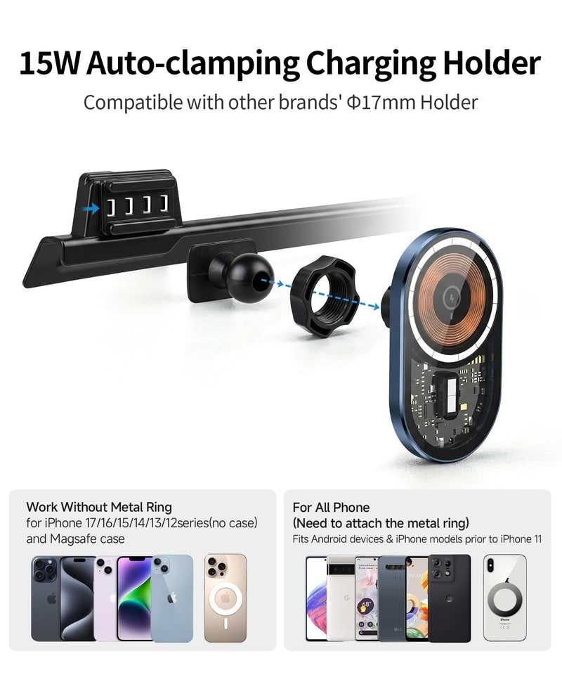 15W Wireless Charging Car Phone Holder for BMW X3 2025-2026, 14.9" Screen | Magsafe Accessories Fast Charging Magnetic Cell Phone Holder Clip Compatible with iPhone Android, 3D Fit Vehicle Phone Stand 14.9-inch for 2025-2026 X3