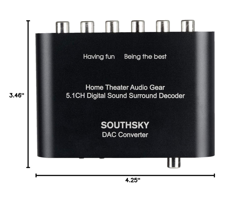 SOUTHSKY 5.1/2.1 Audio Rush Digital Sound Decoder Converter,Optical SPDIF, Coaxial to 5.1CH 2.1CH Analog Audio (6RCA Output) for Old AV Receiver