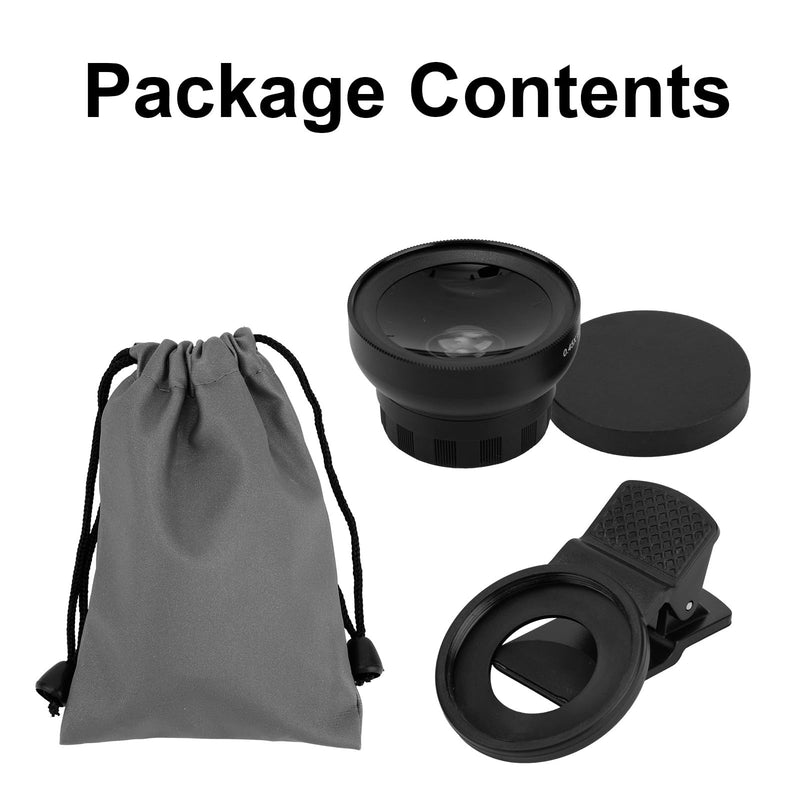2-in-1 Phone Camera Lens, 0.45X Wide Angle (140°) & 15X Macro Universal Clip-On Lens for iPhone/Android Cell Phones Including Travel Storage Bag