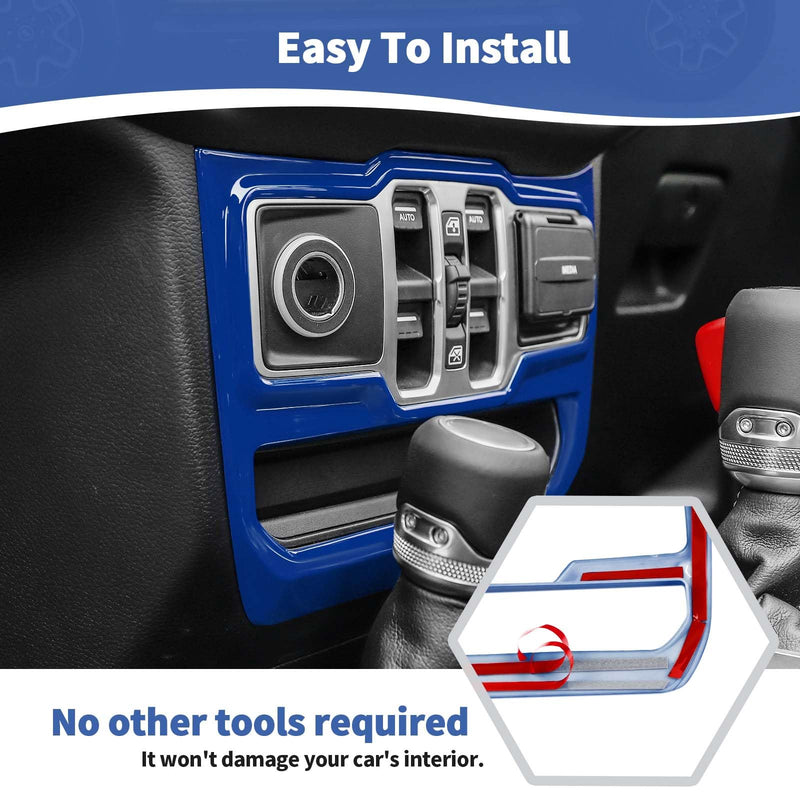 RT-TCZ for Jeep JL Center Dash Window Switch Panel Trim Cover for Jeep Wrangler JL JLU Gladiator JT 2018-2024 Blue Interior Accessories