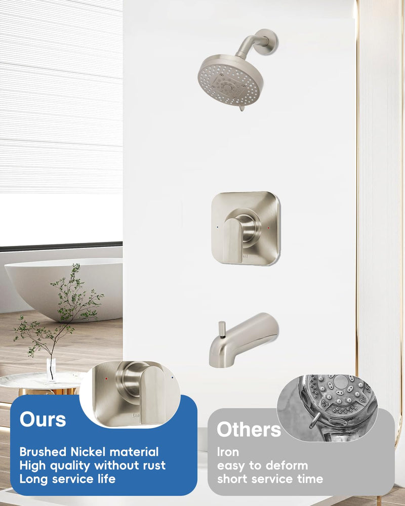 Compatible with Moen T2471BN Shower Trim Kit Brushed Nickel, Anti-Scald Pressure Balance Genta LX Valve Trim Kit, Spot-Resist & Easy-to-Clean Shower Handle, Fit 2510 Series Valve(Valve Not Included)