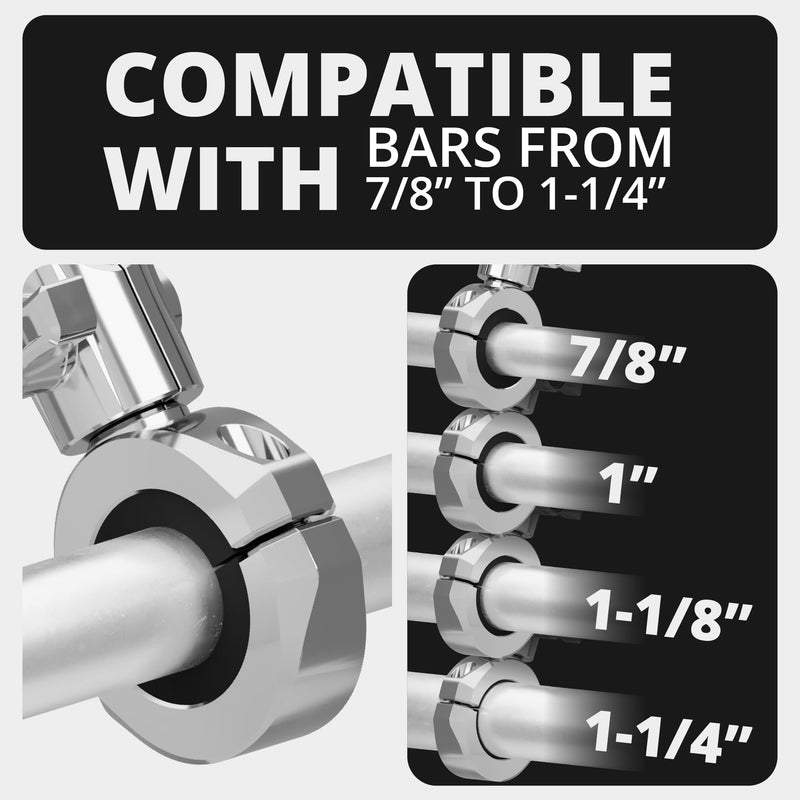 Tackform Chrome Motorcycle All Metal Phone Mount - 20MAXX Spring Cradle | Universal Clamp Fits 7/8" to 1-1/4" Handlebars | Aluminum | Compatible with iPhones, Galaxy Devices, More | Short Reach Arm 7/8" to 1-1/4"