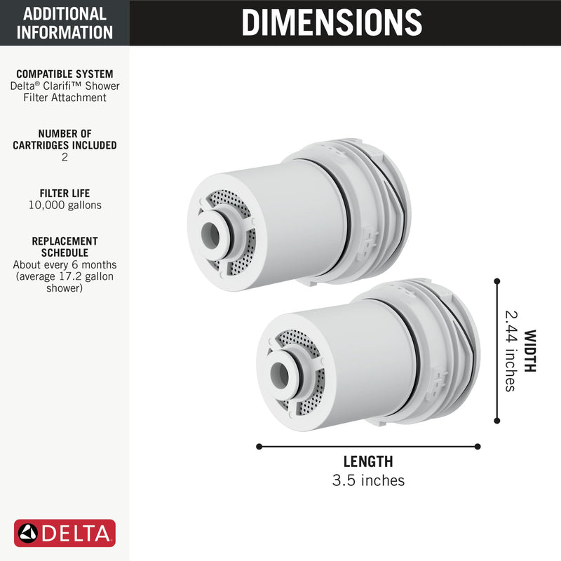 Delta Faucet Clarifi Replacement Shower Filter Cartridge 2-Pack, 5RC100