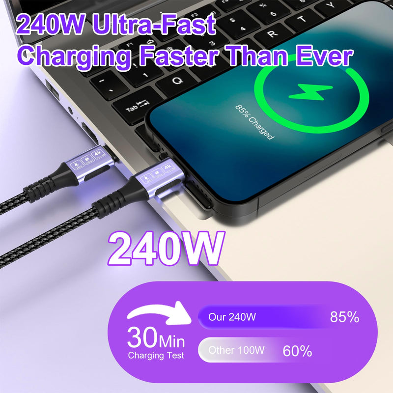 20Gbps USB4 for Thunderbolt 5 Cable 20FT/6M, 4K@60Hz Video for USB C Thunderbolt 4 Cable, Nylon Braided PD240W Charging Compatible for Thunderbolt 5/4/3, MacBook, iPhone 17, Mac