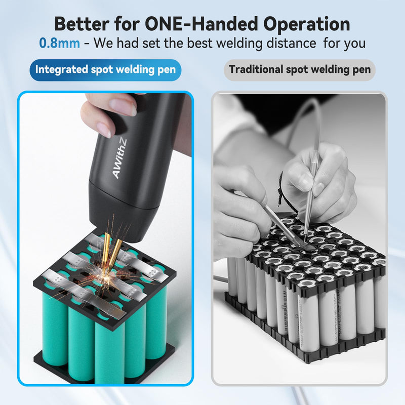 Battery Spot Welder, 11 Gear Adjustable Double-ended Replaceable Pen Tip Spot Welder, Automatic and Manual Modes, Welding Plated Nickel Sheets for DIY 18650 Battery (Black-Upgrade)