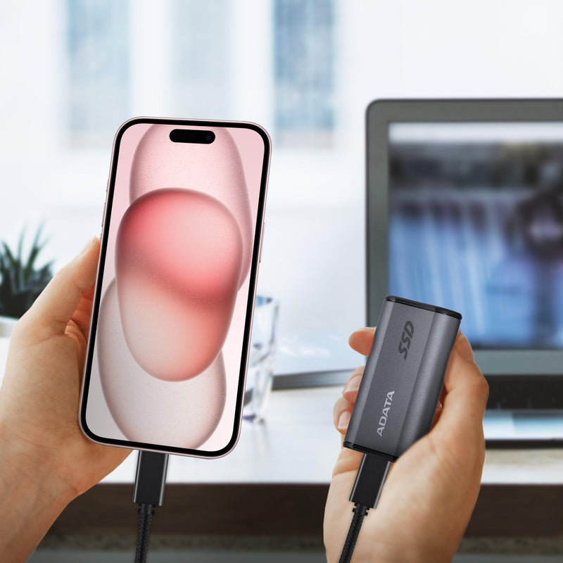ADATA SE880 1TB - Up to 2000 MB/s- SuperSpeed USB 3.2 Gen 2x2 USB-C External Portable SSD Titanium (AELI-SE880-1TCGY) Gen2x2 2000 MB/s