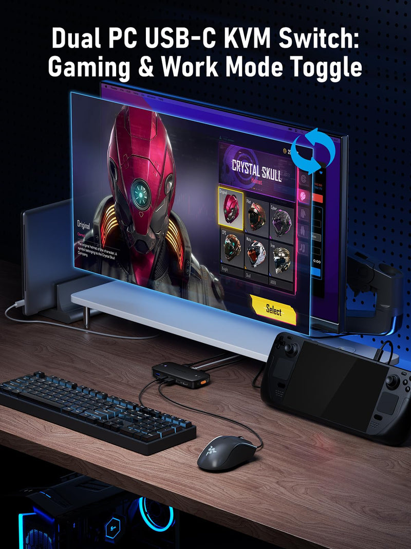 Lemorele USB C KVM Switch with 4K@60Hz HDMI, 4 USB A/C Ports、100W PD、3.5mm Audio for 2 Computers Share 1 Monitor/Keyboard/Mouse/USB Flash Drives, etc, Compatible with Windows,Mac,Linux,Android Black-USB 3.0 Switch