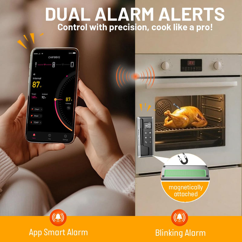  [AUSTRALIA] - Wireless Meat Thermometer with Smart Timer & APP Control, 800ft Bluetooth Grill Food Thermometer - 0.19In-Ultra Thin Probe, ±0.5℉ Accuracy, Digital Backlit Screen for BBQ, Oven, Smoker, Kitchen 1-Probe Kit