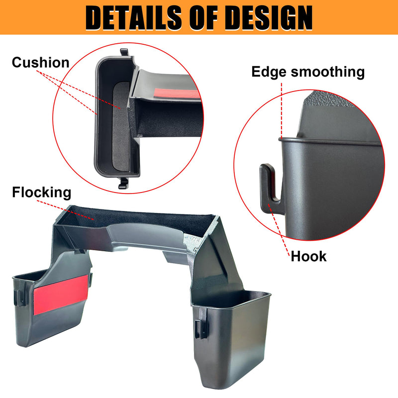 JVMA Center Console Organizer Gear Shift Tray for Jeep Gladiator Accessories and Jeep Wrangler JL JLU 2025 2024 2023 2022-2018 Rubicon Sahara 4xe Storage Box Hook (US Patent) Interior L