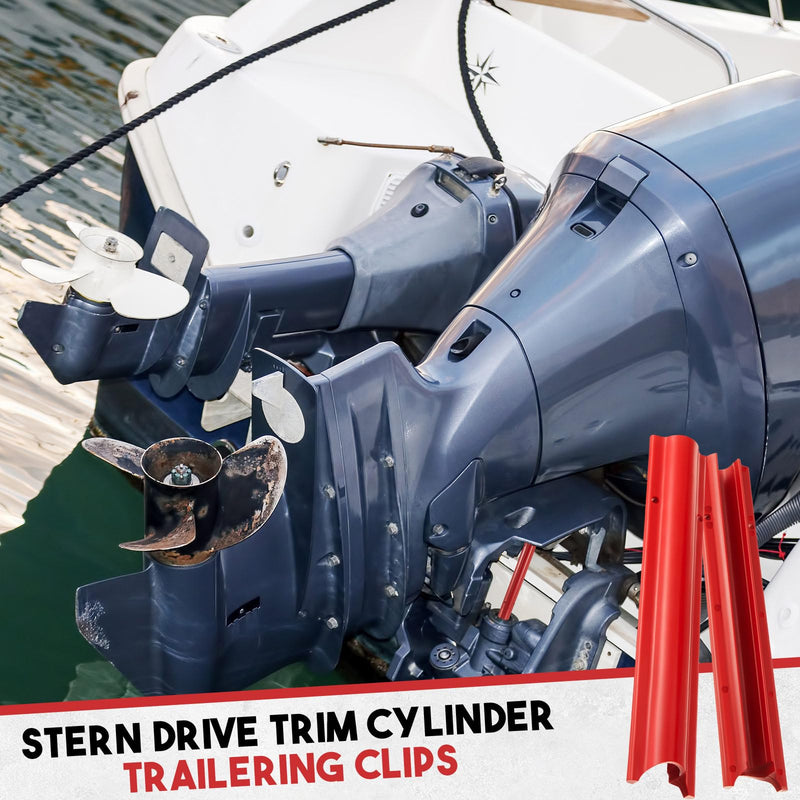 2 Pcs Stern Drive Trim Cylinder Trailering Clips Cleavable Clamps to Trim Cylinder Rams Boat Motor Engine Support Accessories Compatible with Most Drive Trim Cylinders