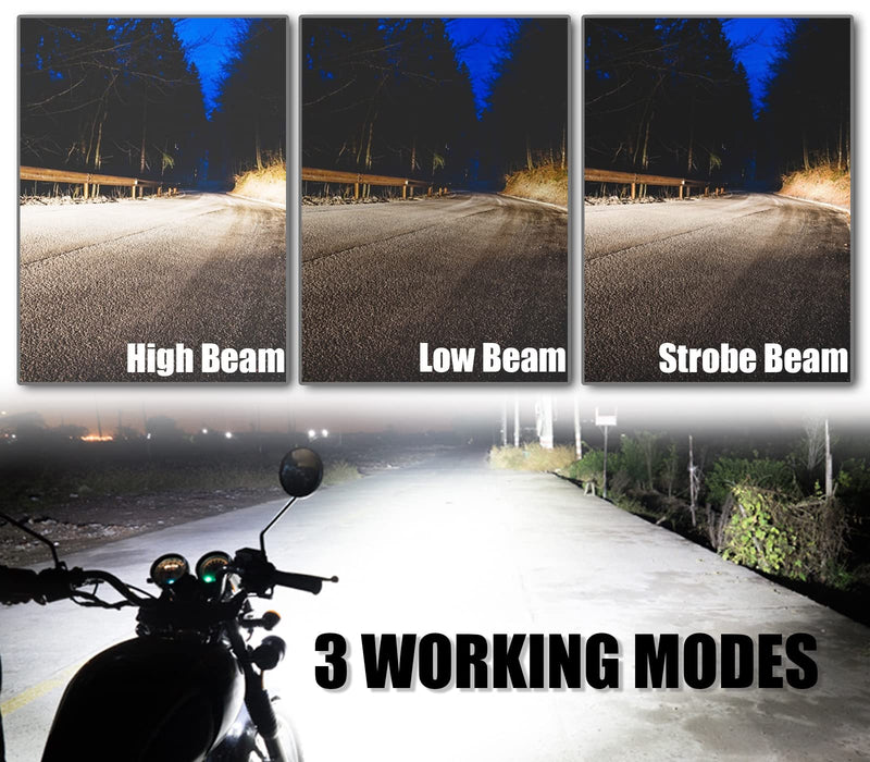  [AUSTRALIA] - Motorcycle Driving Lights 12-60V 40W 3600LM LED Fog Lights for ATV UTV Bike Car Truck Boat Forklift Waterproof LED Spotlights with 6 Light Beads High Low Strobe Beam Switch Universal (Black 2) Black 2