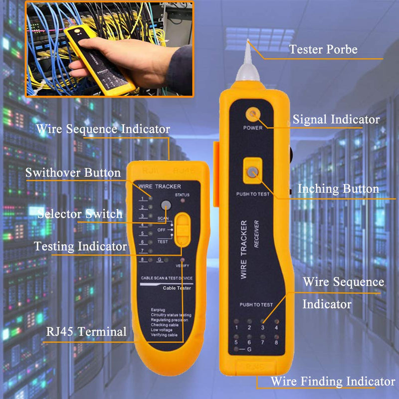 LEATBUY Crimp Tool Set RJ45 Crimper Cat5 Cat5e Cat6 Crimping Tool Kit, 50PCS Pass Through Connectors, 50PCS Covers, Network Cable Tester, Wire Punch Down Cutter (ORANGE) Orange
