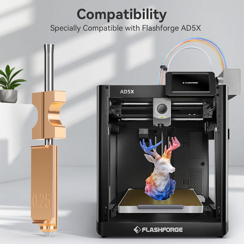 Upgraded Quick-Swap Nozzle Compatible with Flashforge AD5X 3D Printer, Detachable Rapid Heating 3D Printer Nozzle Support High Flow Printing -0.25mm+0.4mm+0.6mm