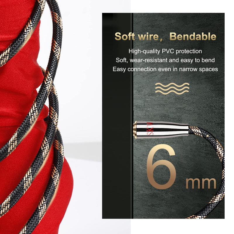 SKW Optical Digital Audio Toslink Cable Home Theater Fiber Optic Male to Male Gold Plated S/PDIF Cables - Copper Connectors, High-Reinforced Transparent Polymer Core, Nylon Braided 16.4ft(5M) 16.4ft (5 m) Black