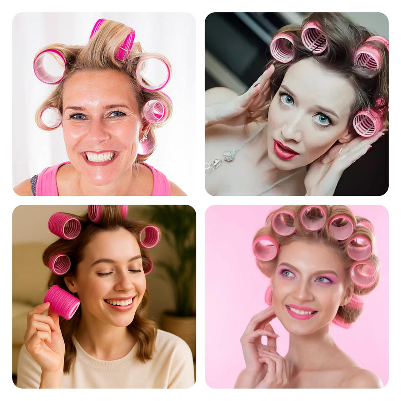  [AUSTRALIA] - 18 Pieces Rollers for Hair Volume, Velcro Rollers For Hair (Pink | Hair Rollers with Clips, Hairs Rollers with Clips for Long Medium Short Hairs Styling Hairs