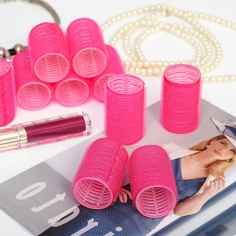 Hair Rollers Self Holding Rollers Gripping Sticky Rollers Self Grip Salon Hairdressing Curlers DIY Curling Tool（10 Packs）pink