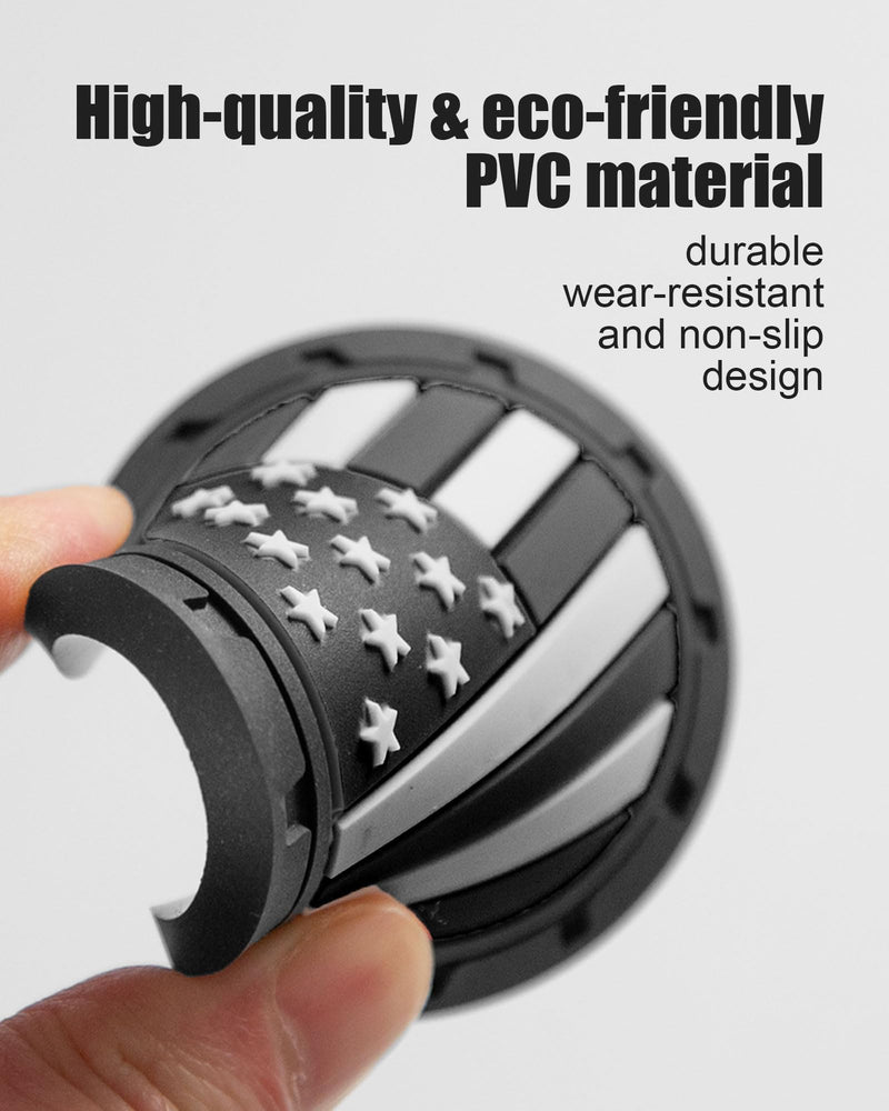Car Cup Holder Coasters 4 Pack - American Flag 2.75 Inch Anti Slip Shockproof Drink Mat - Vehicle Interior Decor Accessories Black