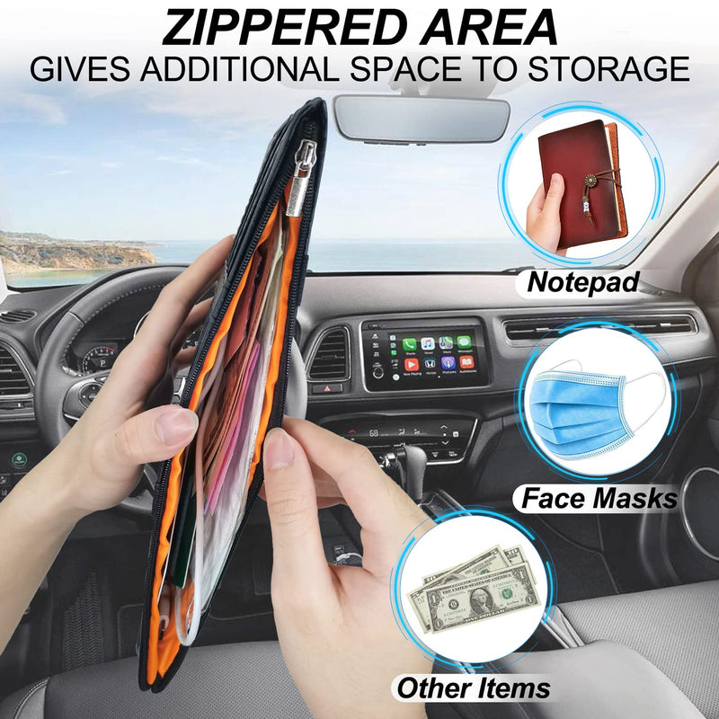 Keedolla Car Sun Visor Organizer, Truck Visor Organizer Car Sun Storage Pocket Pouch Case Bag for Sunglasses, Cards, Pens and Document - Pink
