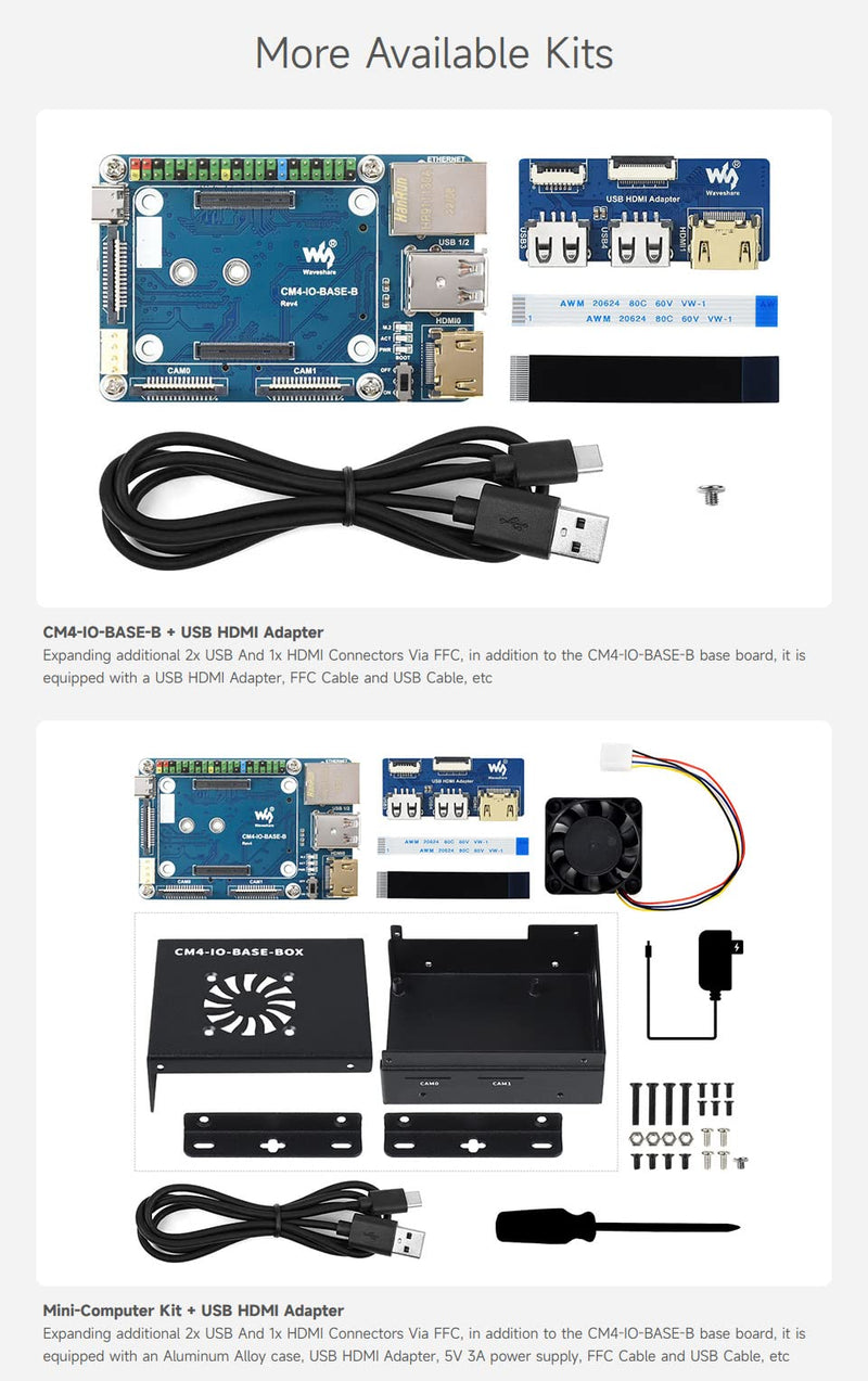 Waveshare Mini Base Board Designed for Raspberry Pi Compute Module 4 Powerful Functions in A Small Sized Body Suitable for Evaluating The Raspberry Pi CM4 Or Being Integrated Into End Products