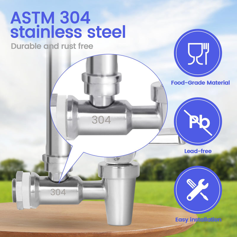 304 Stainless Steel Sight Glass Spigot, Compatible with Universal Gravity-Fed Water Filtration Systems, Clear Water Level View, Stainless Steel Handle 7" Complete