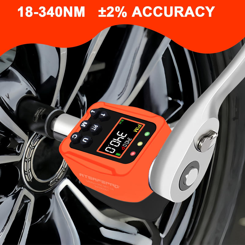 1/2" Digital Torque Adapter - 12.5-250 Ft-Lb, Converts Any 1/2" Ratchet tool to Torque Wrench, Electronic Torque Converter with 3/8" & 1/4" Adapters, Buzzer & LED Alerts, for Bike, Motorcycle & Car 1/2-Inch 12.5-250 Ft-Lb