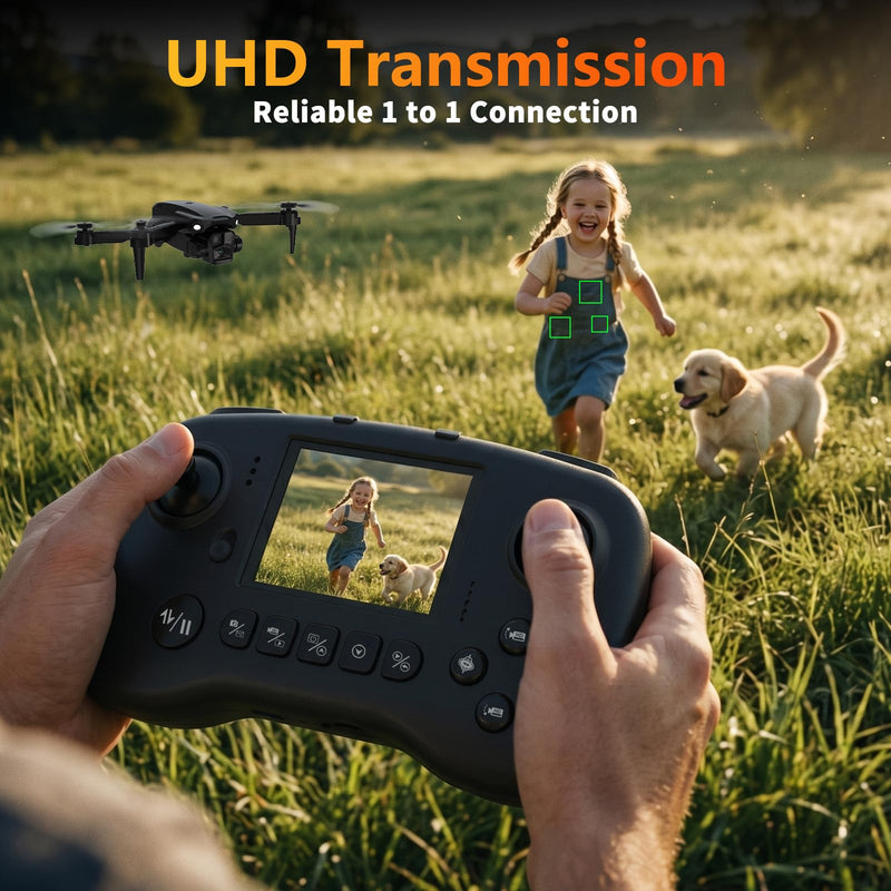 TD12Pro Drone with 1080P Camera for Adults Kids, Mini Drone with LCD Screen Remote, Foldable Remote Control Quadcopter, One Key Start, Easy to fly, Toy for Kids Adult Beginners Black01
