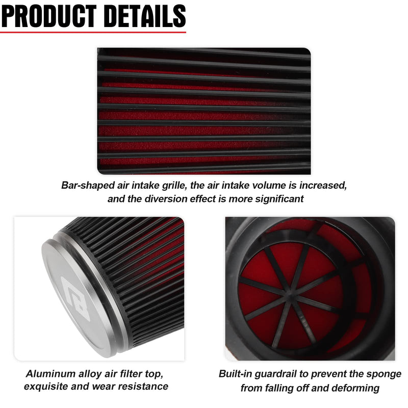 NIBBI Racing Motorcycle CNC 54MM Air Filter Round Tapered,Universal Air Filters for Dirt Bike ATV Quad Go Kart Pit Dirt Bike Parts 54mm Straight-Silver