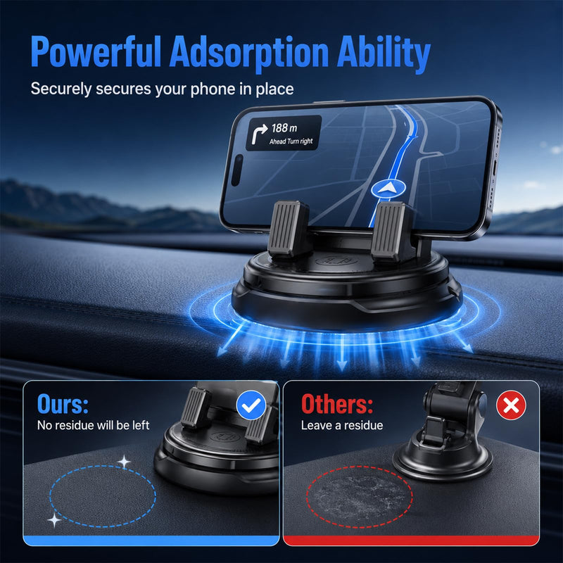 Car Phone Holder 360 Degree Rotation,New 360°Dashboard Car Phone Holder,360 Degree Rotatable Car Phone Holder,Adjustable Universal Car Phone Mount for Most Smartphones(Black-B) Black-B