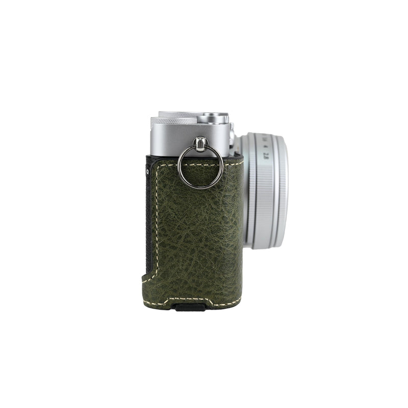 X-E5 Case, Handmade PU Leather Half Camera Case Bag Cover Bottom Opening Version for Fujifilm X-E5 XE5 With Neck Strap Lens Cover (Green) Green