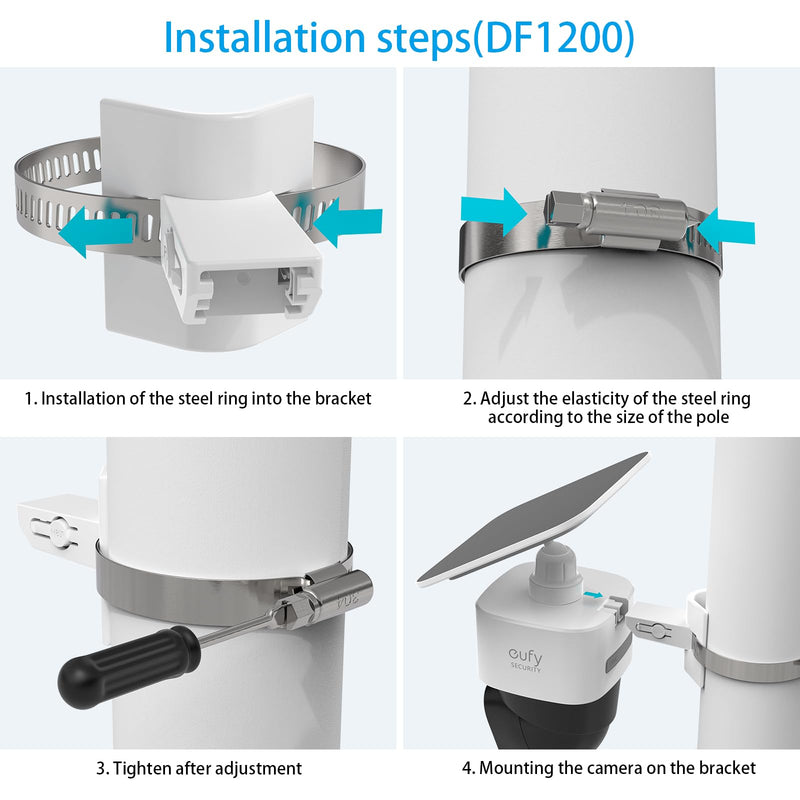 Camera Mount Pipe Mounting Bracket for Eufy SoloCam S340 Solar-Powered Outdoor Security Camera