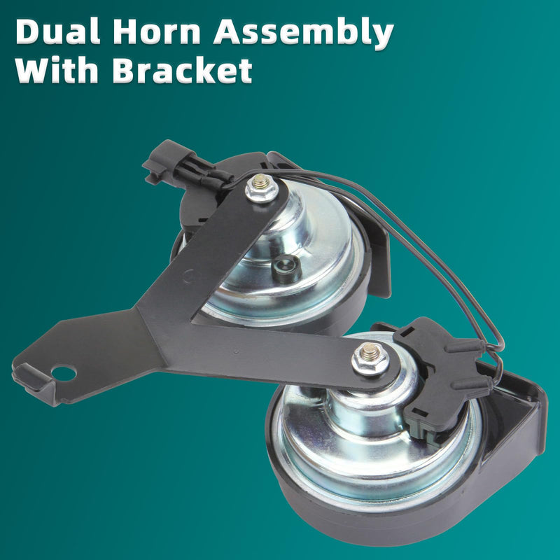 MITZONE Horn Assembly with Bracket Compatible with 2009-2014 Ford F-150 Replace 9L3Z-13832-A 2009-2014 Ford F-150 (Black)