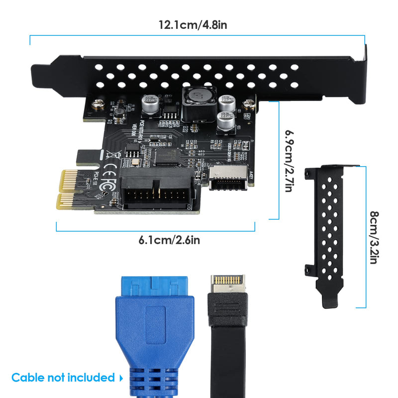 USB 3.2 GEN1 5Gbps Type-E (Key A) + USB3.0 19pin Front Panel Expansion Board, Compatible with XP/ WIN7/ WIN8 /Vista/ WIN10/ WIN11 32BIT/64BIT/ Linux.