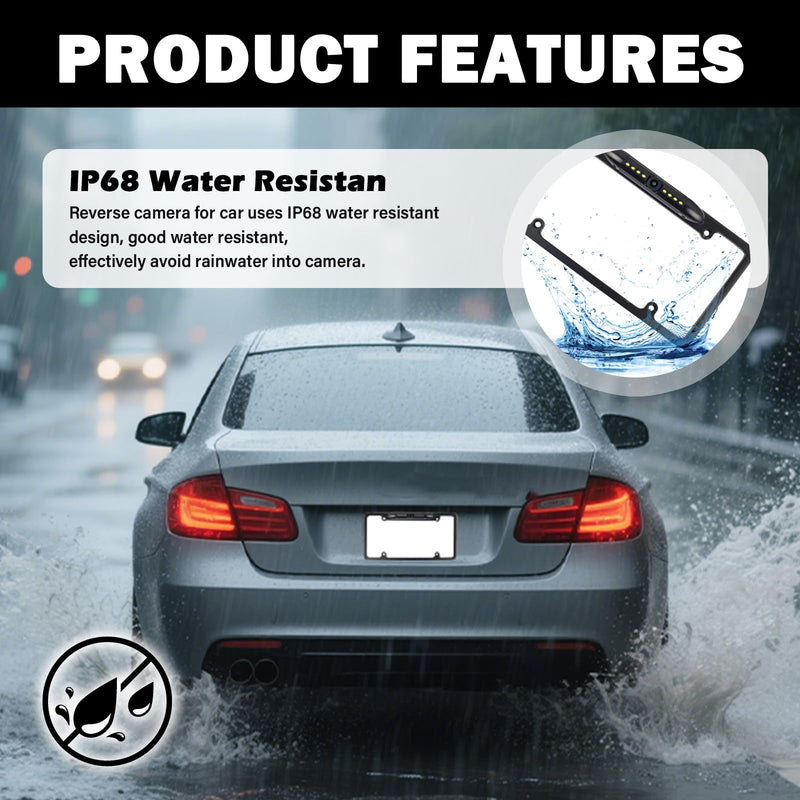 2026 New Car License Plate Backup Camera,8 LED HD Night Vision Reverse Camera with 170° Wide Angle,IP68 Waterproof Backup Cameras License Plate Mount for Truck SUV