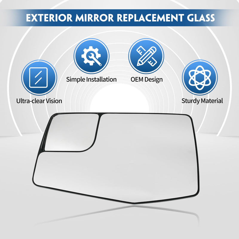 Driver Left Side Door Heated Mirror Glass with Rear Holder Convex Blind Spot Glass for Chevy Silverado 1500 and GMC Sierra 1500 2019-2024 Replace# GM1324159 84309708 L
