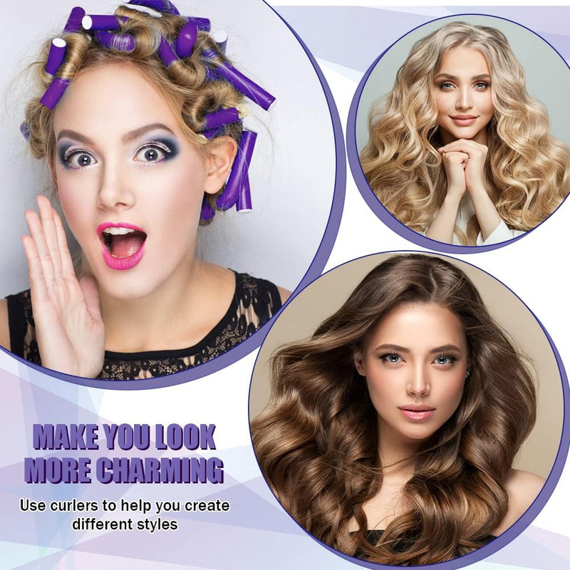 30 Pieces 24cm Large Bendy Rollers Kitsch Flexi Rods | Flexi Rods for Heatless Curls Healthy Hair Soft Foam Hair Rods