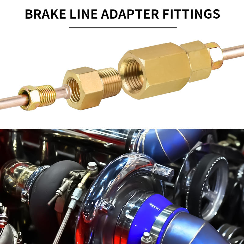 1/8" NPT to 3/8-24" Adapter Fitting - Brass Inverted Flare Female Brake Adapter for Hydraulic, Refrigerant, Fuel Lines (4PCS) 1/8" NPT to 3/8-24" Adapter Fitting
