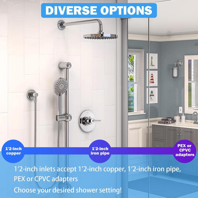 R10000-UNBX MultiChoice Universal Shower Valve Body, Rough-in Tub and Shower Valve Compatible with Delta 13/14, 17, 17T Series Trim Kits, 1/2-Inch Universal Inlets for PEX, Copper, CPVC R10000-UNBX