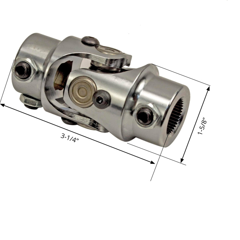 3/4" 36 Spline X 3/4" DD Steering Shaft U Joint Single Chrome Universal Joint Coupling 3/4"-36 Spline x 3/4" DD
