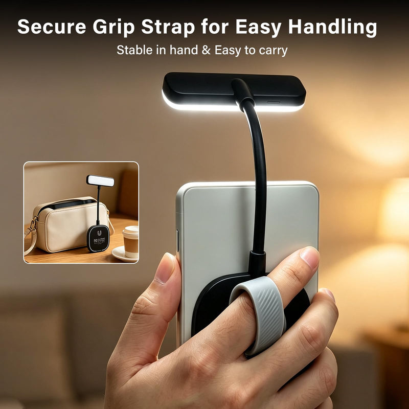Magnetic Rechargeable Reading Light for Xteink x4 e-Book Reader | Portable Magnetic Reading Light with Hand Strap for E-reading, Compatible with Xteink E-book Reader, Smartphone, Laptop