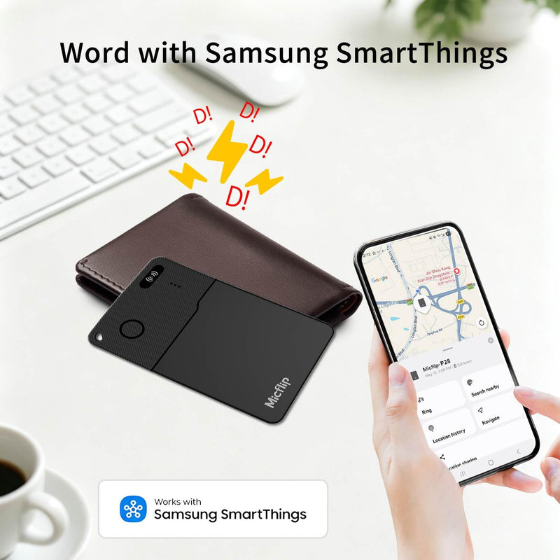 2026 Slim Wallet Tracker Card PRO, Only for Samsung SmartThing | 0.07in Ultra-Thin Credit, Wireless Charge,Samsung certified, 7 Day Location History, Waterproof, for Wallet Luggage Passport 1 Pack