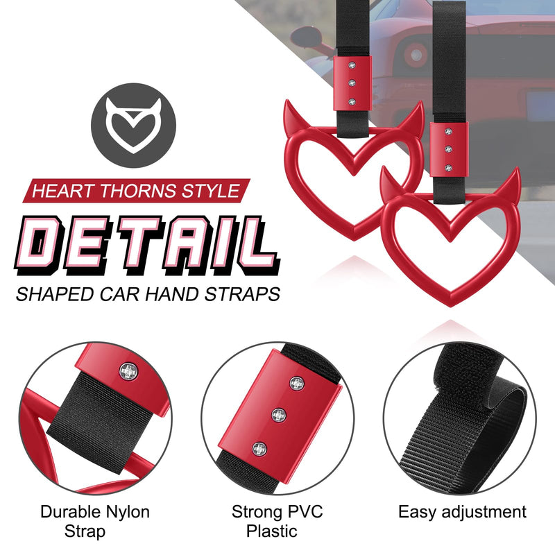 Fabbay 2 Pieces Heart Handle Keychains Car Accessory Heart Hand Strap Drift Charm for Car Interior Exterior Decoration(Red,Devil Style) Red Devil Style