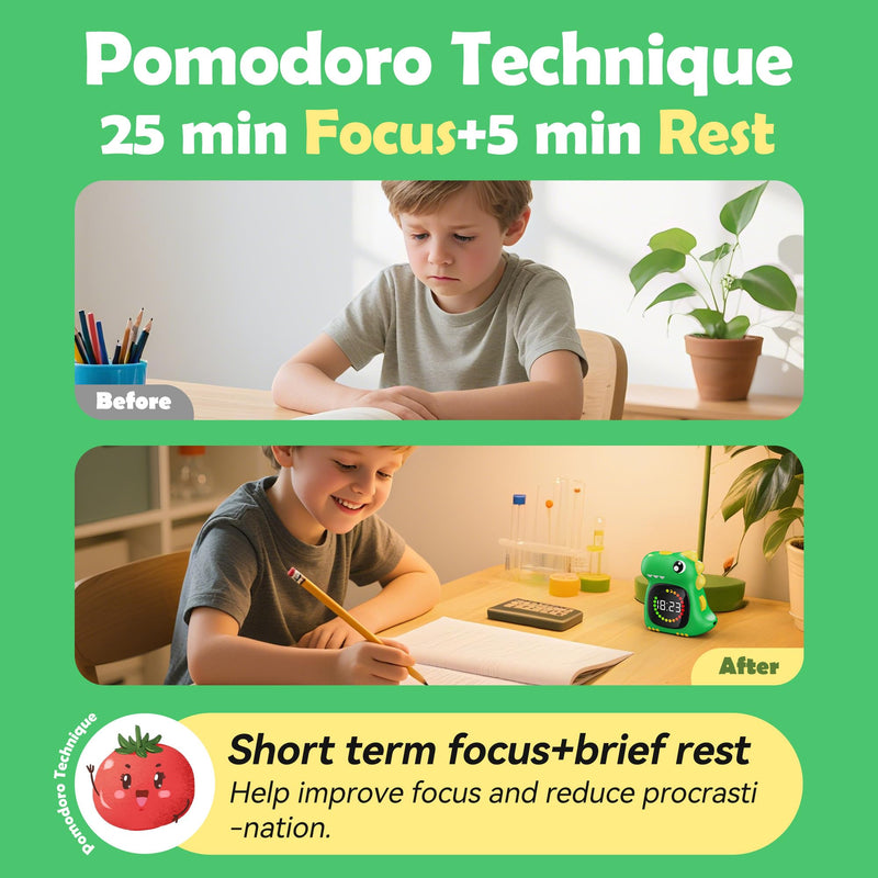 Visual Timer for Kids 99 Minute Digital Cute Kids Visual Timer Classroom Timer for Home School Study Teaching Time Management Countdown Timer Green