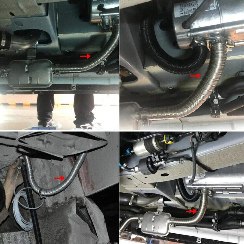 COLOR TREE 78.7inch Universal Stainless Steel Exhaust Pipe 1inch ID Parking Air Heater Tank Diesel Gas Vent Hose Length for Car Truck 2M / 2.5CM