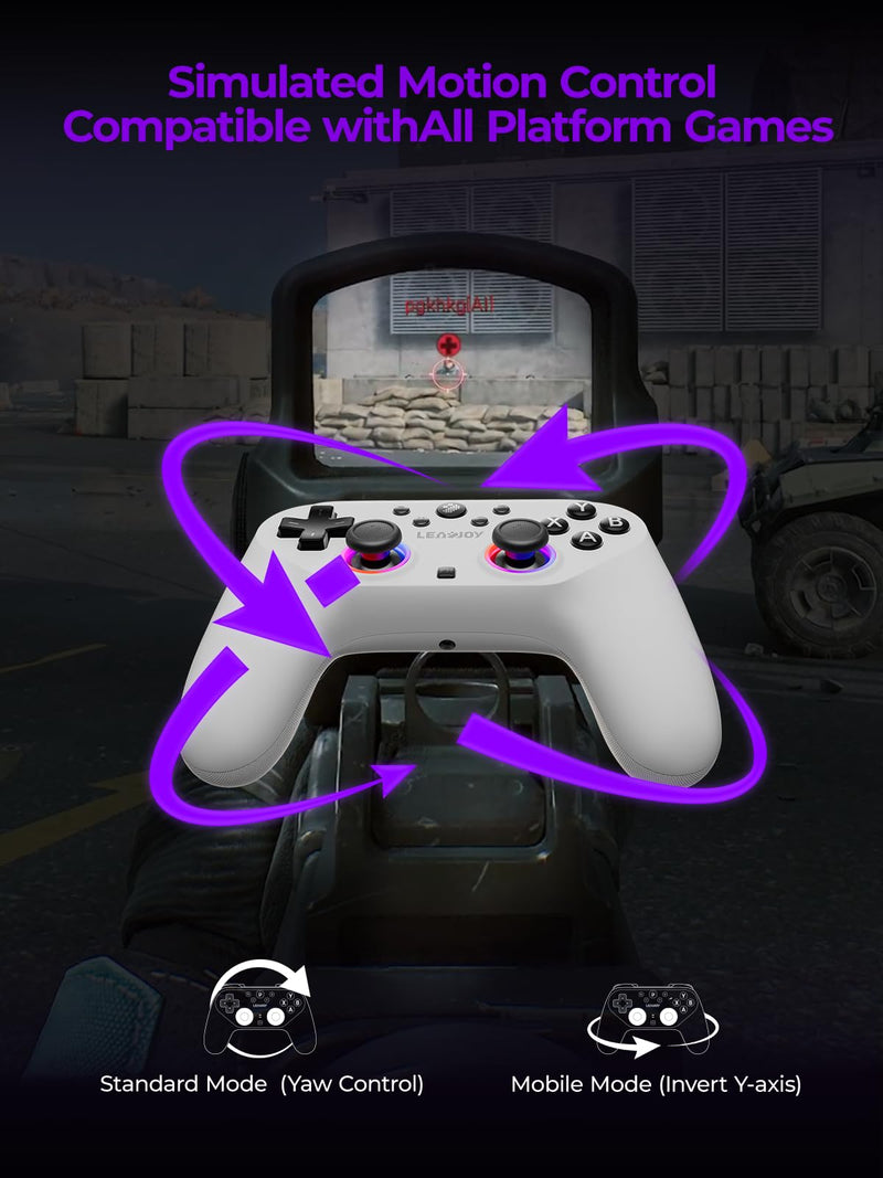 leadjoy Saber Plus Wireless Game Controller, TMR Joysticks, Hall Effect & Tactile Dual Triggers Gaming Controller, 1000Hz Polling Rate, RGB Lighting for PS4/Switch1/2/PC/Android/iOS, White
